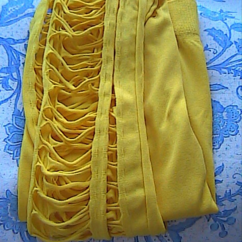 Yellow Light Wash Cut Open Slit Hole Ripped (#3)